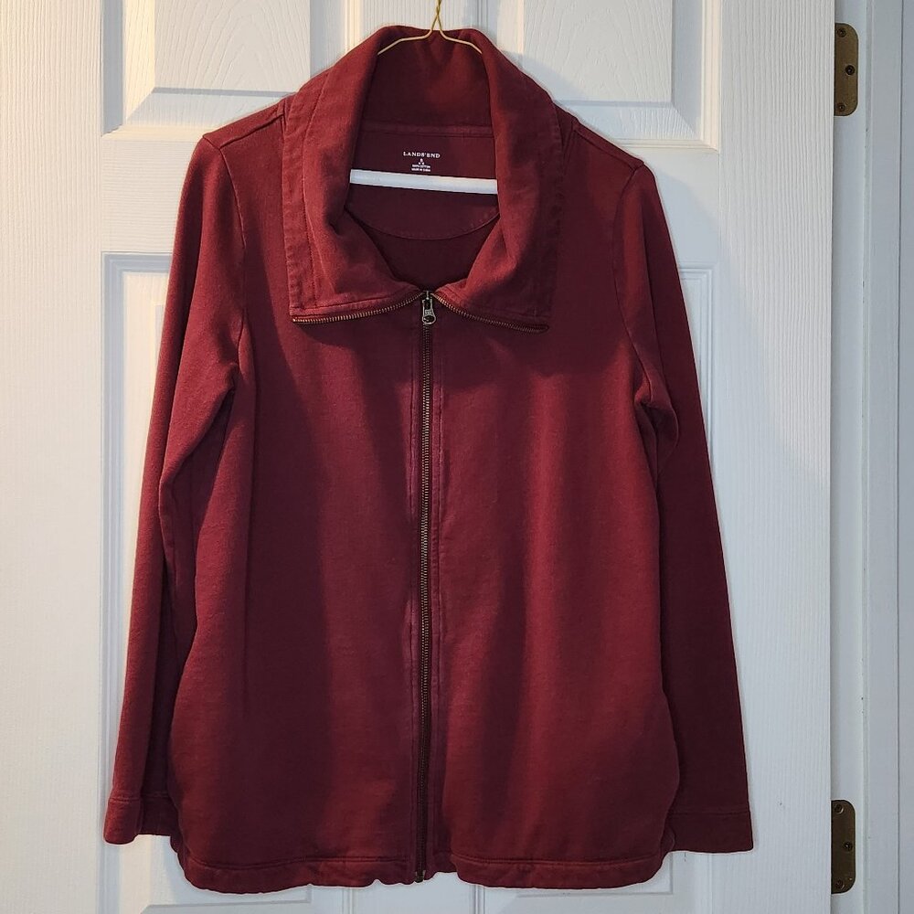 Lands'End Small Maroon Women's Full Zip Up Sweatshirt with Pockets